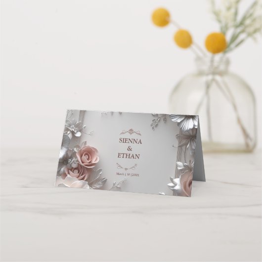 Carte De Placement Mariage floral rustique (Dos)