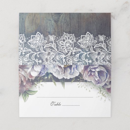 Carte De Placement Mariage floral rustique bleu et marron (Extérieur déplié)