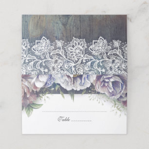 Carte De Placement Mariage floral rustique bleu et marron