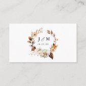 Carte De Placement Mariage floral rustique d'automne (Dos)
