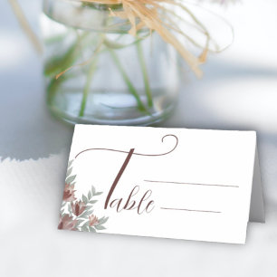 Carte De Placement Mariage floral rustique en terre cuite