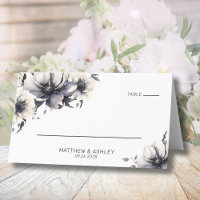 Mariage Floral Simple Élégant Moderne Noir Blanc