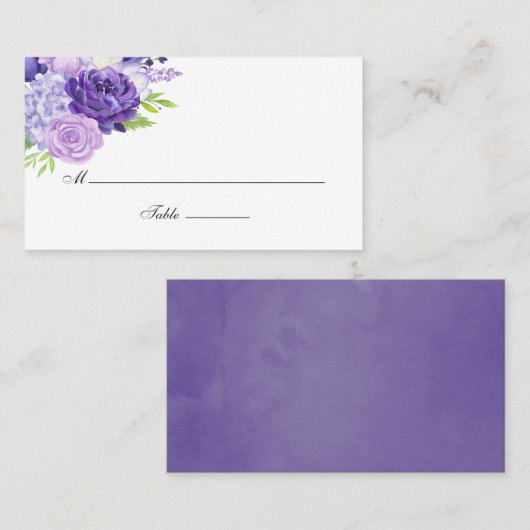 Carte De Placement Mariage floral ultra violet (Devant / Derrière)