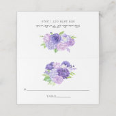 Carte De Placement Mariage floral ultra violet Numéro de table (Extérieur déplié)