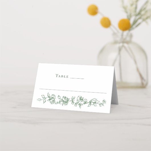 Carte De Placement Mariage floral vert de la Renaissance (Devant)