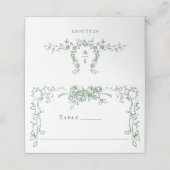 Carte De Placement Mariage floral vert de la Renaissance (Extérieur déplié)
