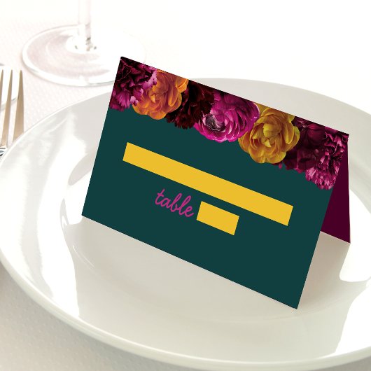 Carte De Placement Mariage floral vert rose chaud moderne