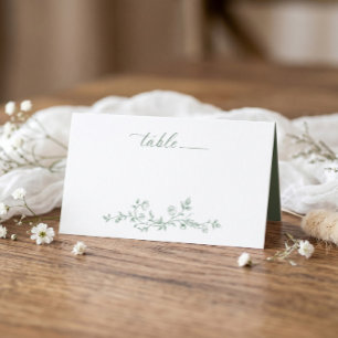 Carte De Placement Mariage Floral Vintage Vert Sauge de Style Victori