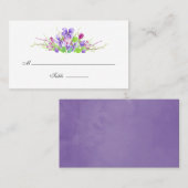 Carte De Placement Mariage floral violet et prune (Devant / Derrière)