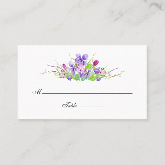 Carte De Placement Mariage floral violet et prune (Devant)