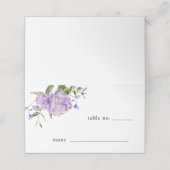 Carte De Placement Mariage Floral Violet Numéro de table Carte de lie (Extérieur déplié)