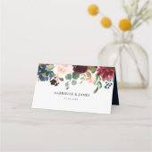 Carte De Placement mariage florale bordeaux et marine (Dos)