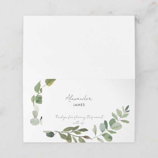 Carte De Placement Mariage Foliage simple Personnalisé Élégant (Extérieur déplié)