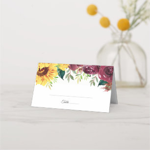 Carte De Placement Mariage frontalier floral des tournesols aquarelle