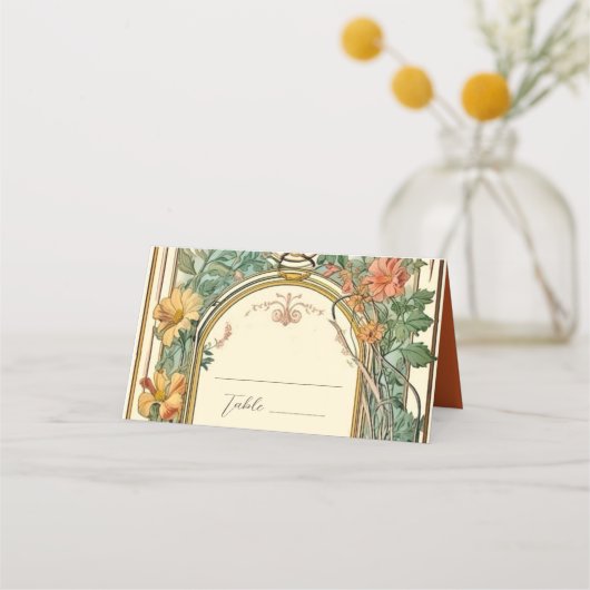 Carte De Placement Mariage frontalier orné fleur sauvage victorien (Devant)