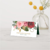 Carte De Placement Mariage frontalier rouge et rose (Dos)