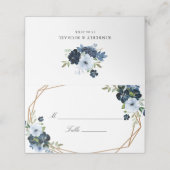 Carte De Placement mariage géométrique floral bleu marine (Extérieur déplié)