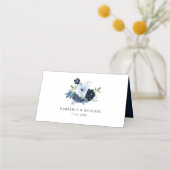 Carte De Placement mariage géométrique floral bleu marine (Dos)