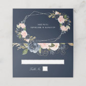 Carte De Placement Mariage géométrique floral et bleu marine (Extérieur déplié)