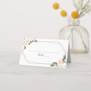 Carte De Placement Mariage Géométrique Floral Rose Blush