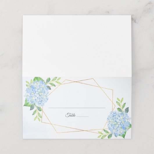Carte De Placement Mariage géométrique moderne Blue Hydrangea (Extérieur déplié)