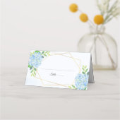 Carte De Placement Mariage géométrique moderne Blue Hydrangea (Devant)