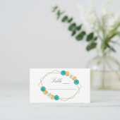 Carte De Placement Mariage géométrique Turquoise orange (Debout devant)