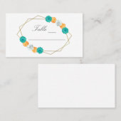 Carte De Placement Mariage géométrique Turquoise orange (Devant / Derrière)