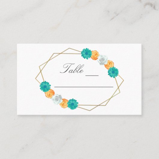 Carte De Placement Mariage géométrique Turquoise orange (Devant)