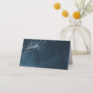 Carte De Placement Mariage glamour calligraphie vintage argent Navy