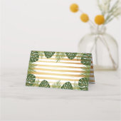 Carte De Placement Mariage Gold Foil & Green Palm Leaf Beach (Dos)