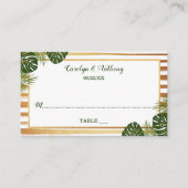 Carte De Placement Mariage Gold Foil & Green Palm Leaf Beach (Devant)