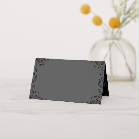 Carte De Placement Mariage gothique gris et noir (Devant)