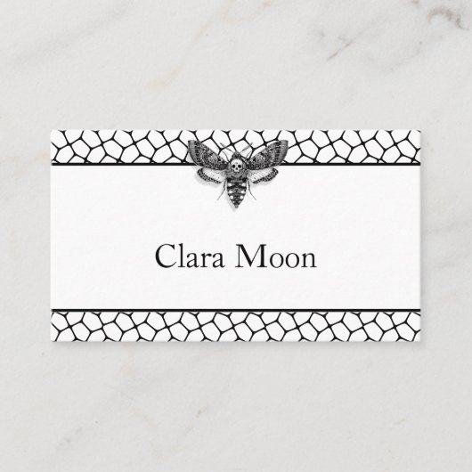 Carte De Placement Mariage gothique | Papillon & Dentelle Noir & Blan (Devant)