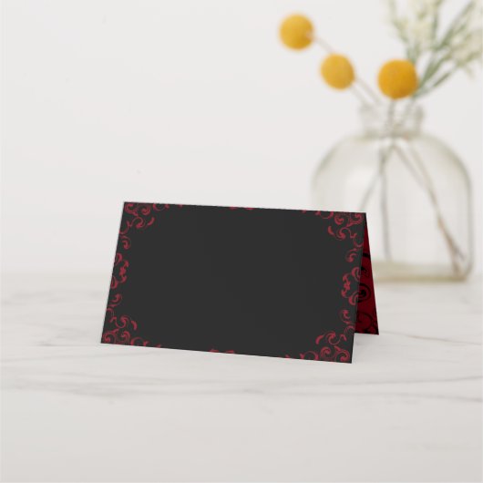 Carte De Placement Mariage gothique rouge et noir (Devant)