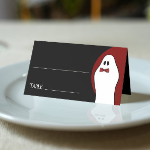 Carte De Placement Mariage Halloween Fantôme Gentleman Rouge