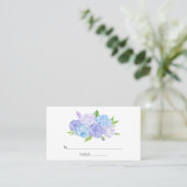 Carte De Placement Mariage Hydrangea Bleu et Lavande Clair (Debout devant)