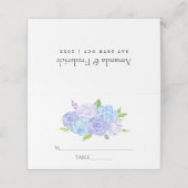 Carte De Placement Mariage Hydrangea Bleu et Lavande Clair (Extérieur déplié)