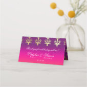 Carte De Placement Mariage indien rose violet orange (Devant)