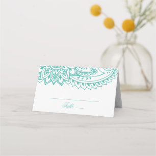 Carte De Placement Mariage indien turquoise Paisley