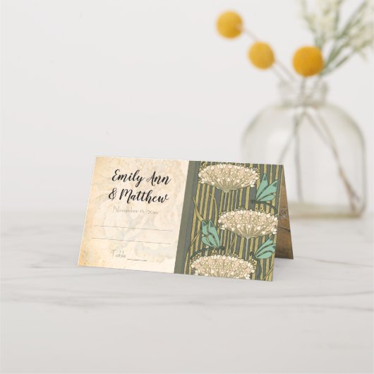 Carte De Placement Mariage Lily Pad Dragonfly Art Nouveau (Devant)