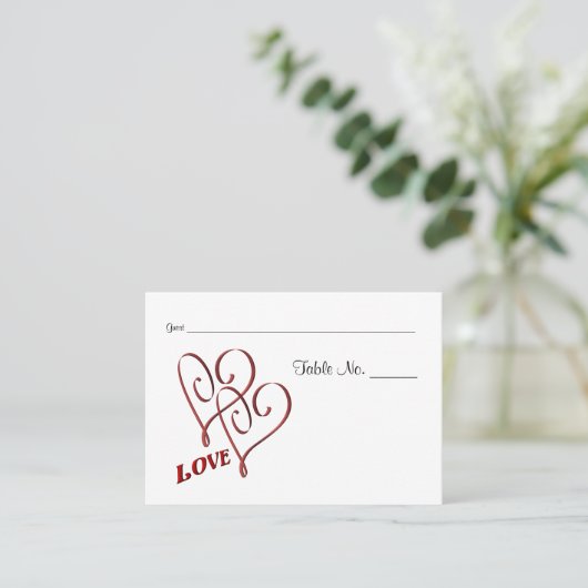 Carte De Placement Mariage Love Two Hearts Table (Debout devant)