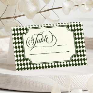 Carte De Placement Mariage Luxueux Ancien Argent Vert Olive Ivoire Vi