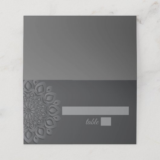 Carte De Placement Mariage Mandala coupé en papier noir (Extérieur déplié)