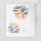 Carte De Placement Mariage marin de l'aquarelle Sunset Seascape (Extérieur déplié)
