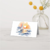 Carte De Placement Mariage marin de l'aquarelle Sunset Seascape (Dos)
