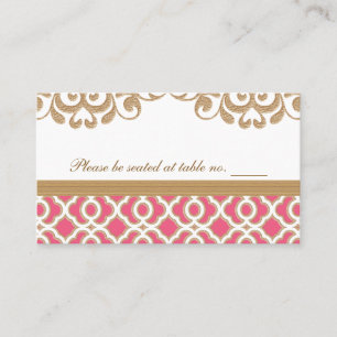 Carte De Placement Mariage marocain rose et or chaud Place table