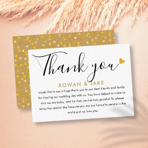 Carte De Placement Mariage Merci Gold Coeur Chic Script