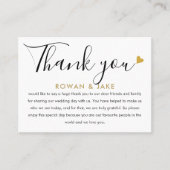 Carte De Placement Mariage Merci Gold Coeur Chic Script (Devant)