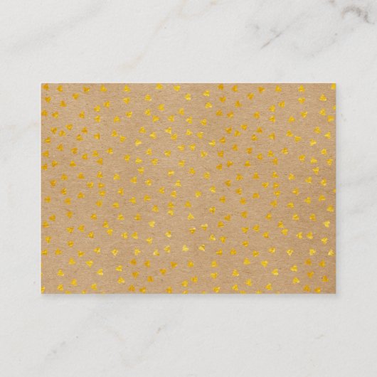 Carte De Placement Mariage Merci Kraft Gold Heart Chic Script (Dos)
